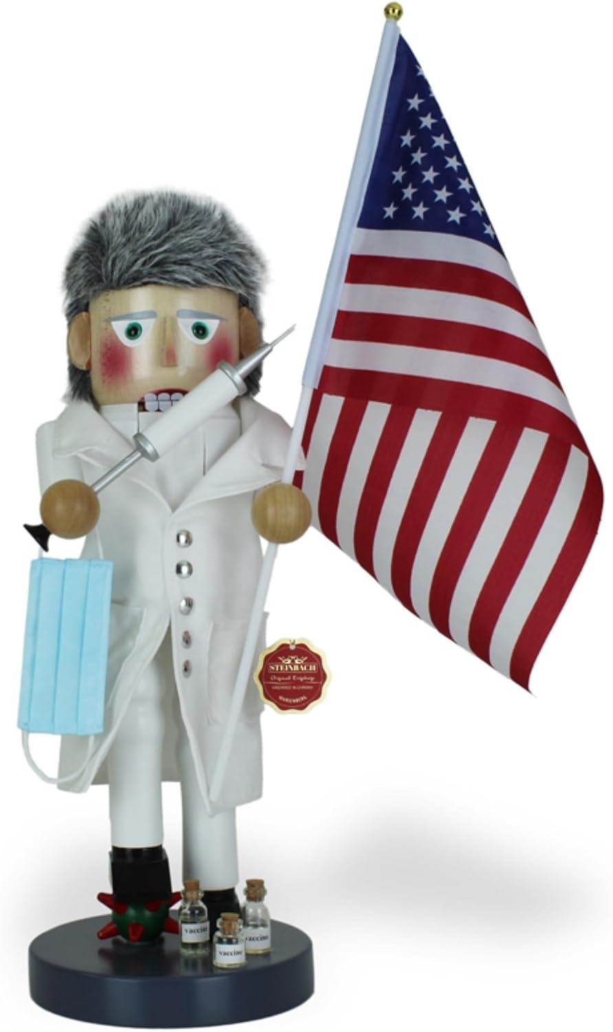 Steinbach Big Nutcracker Collection, Patriot COVID-19 Fighter, Multicolored, 15.5"