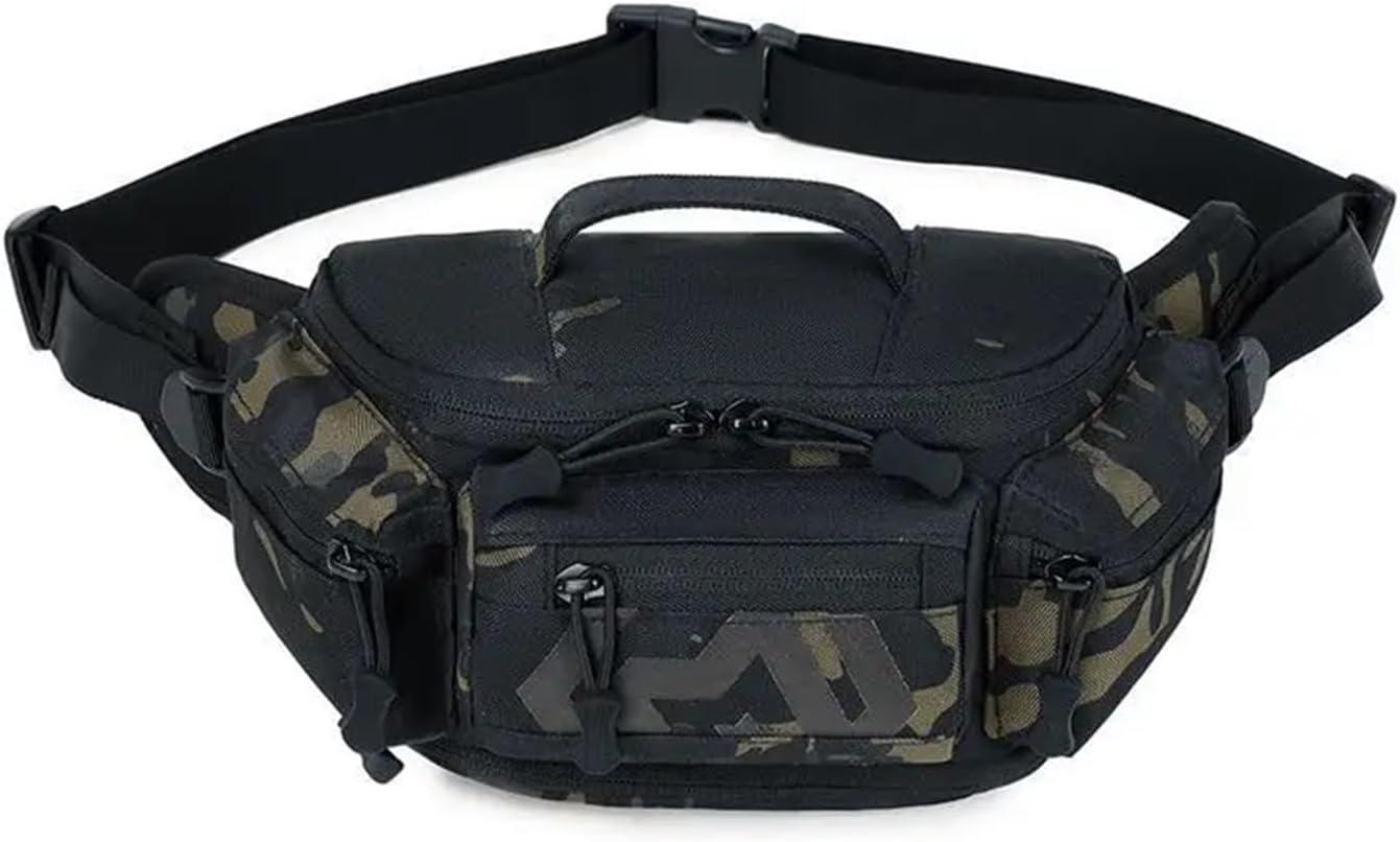 Camping Cycling Chest Bag Tactical Outdoor Sports Hiking Hunting Motorcycle Bike Run Fishing Trvael Backpack Waist Fanny PackBlack CP