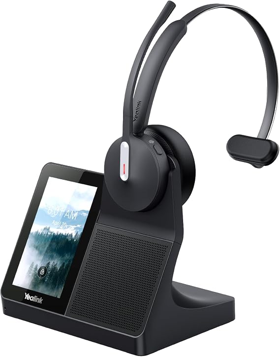 Yealink WH64 Workstation DECT Wireless Headset with 4" Touch Screen,3x Noise Cancelling Mic, 606ft Range,All in One Workstation with Speaker,3x