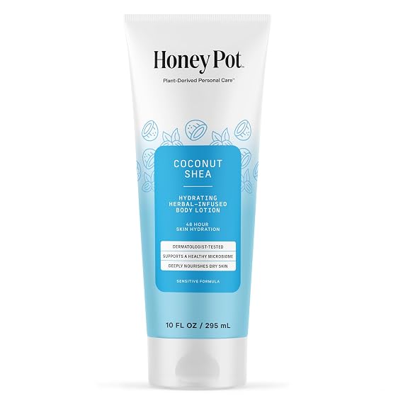 The Honey Pot Company - Body Lotion for Women - Coconut Shea | Hydrating & Herbal-Infused w/Shea Butter, Olive Oil & Coconut - 48-Hr Moisture Skin Care - No Parabens & Sulfates - 10 Fl Oz