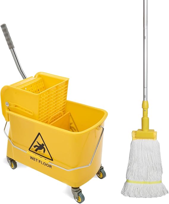 Midoneat Mop Bucket with Wringer, 22 Qt (5.5 Gallon), Wheels,Floor Cleaning