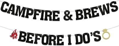 Yochamc Camp Bachelorette Party Banner - Mountain Bach Party Decor, Black Glitter