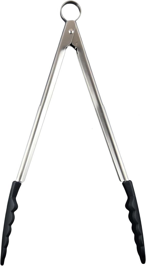 Cuisipro Locking Tongs, Silicone, Black, Lock for Safe and Compact Storage, Cooking Tongs, Suitable for Non-Stick Pans, Good Grip, 12”, 30.5cm