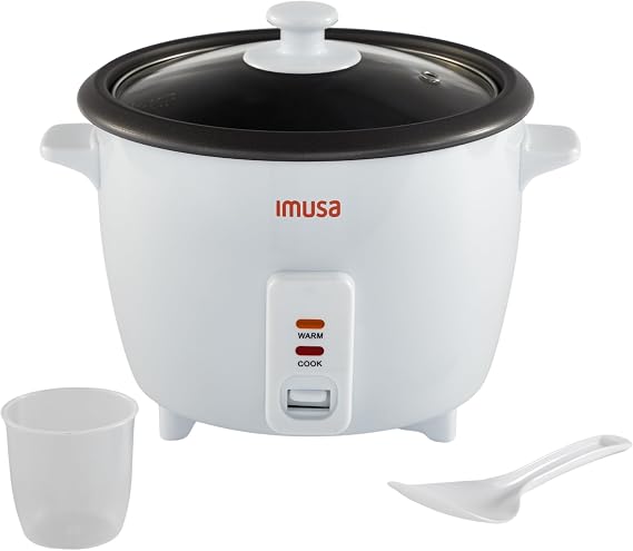 IMUSA 3 Cup Electric Ceramic Rice Cooker, White