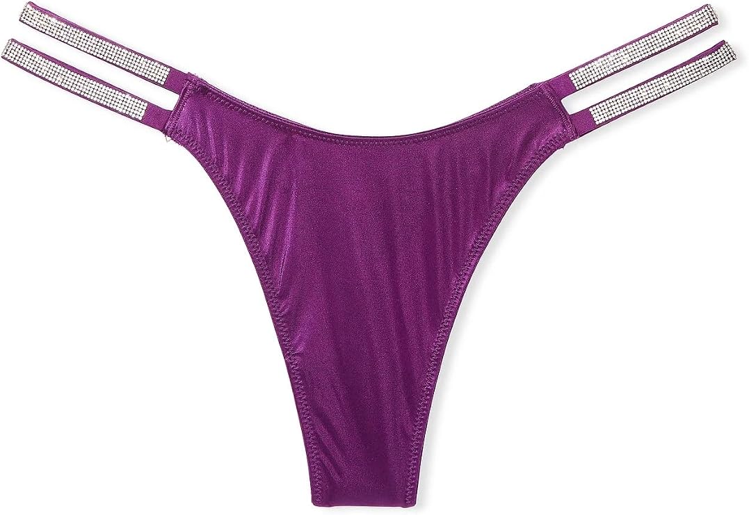 Victoria's Secret Double Shine Strap Smooth Thong Panty Purple Small New