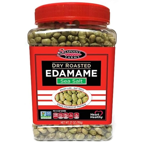 Seapoint Farms Dry Roasted Crunchy Edamame, Plant Based Snack, 14g Protein, 2 Ingredients, Vegan, Gluten Free, Kosher, Keto Friendly, Non-GMO, Healthy Snacking, Sea Salt, 27 oz Jar (Pack of 1)