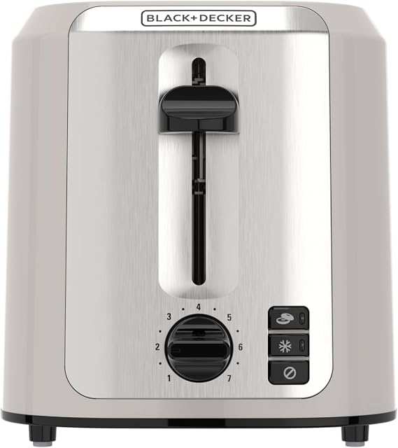 BLACK+DECKER 2-Slice Toaster with Extra-Wide Slots, Baked Stone