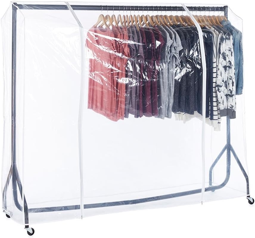 Shopfitting Warehouse Black Heavy-Duty Clothes Rail with Clear Cover 6ft wide