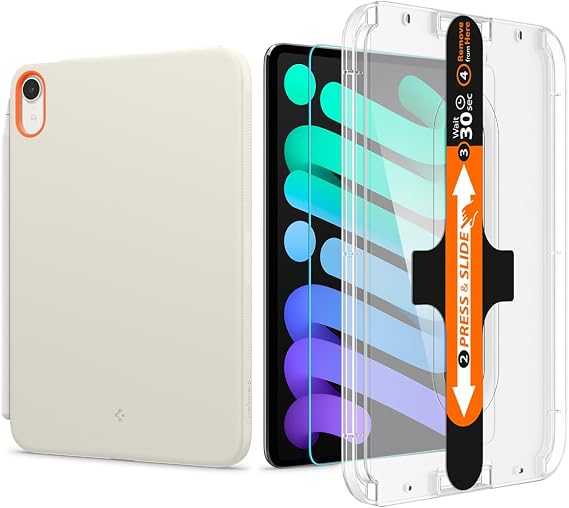 Spigen iPad mini 8.3" A17 Pro Nano Pop Orange Beige & iPad mini 7 & 6 Glas.tR EZ Fit (1P)