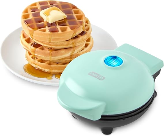 Dash Mini Waffle Maker- Compact Electric Iron for Creative Homemade Treats - Nonstick Surface - Easy-to-Clean - Perfect for Kids & Families - Aqua (Pack of 6)