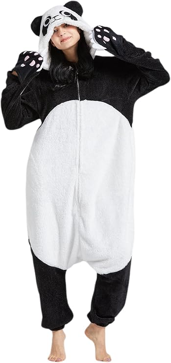 DarkCom Adult Panda Onesie Women Men Pajamas Cosplay Halloween Costume