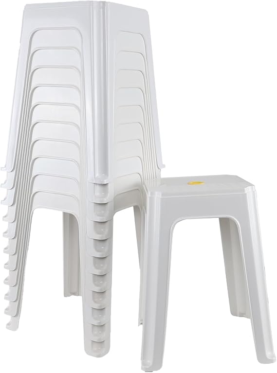 12 Pack Plastic Bar Stools, 18.7 Inch White Nesting Stool | Portable Backless Stool, Seating Dining Chairs for Classroom Office Home