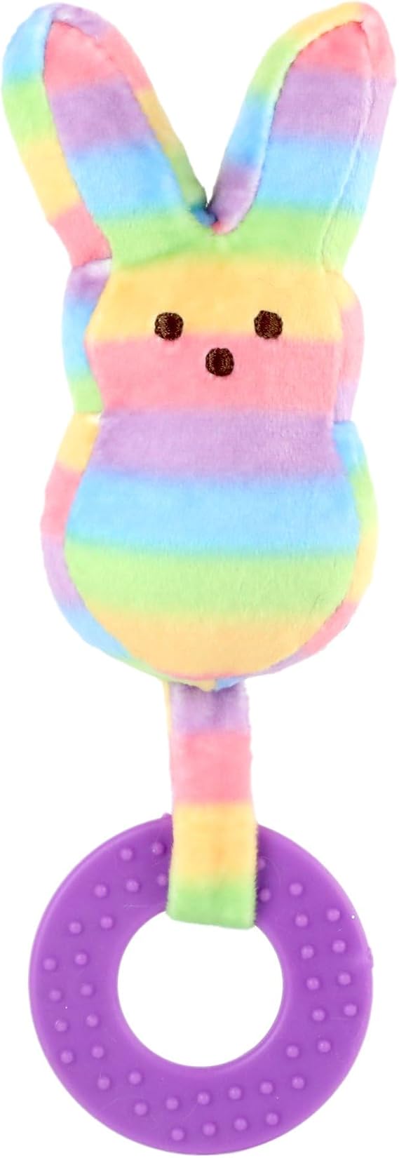 Peeps Officially Licenced Bunny Shaped Pet Toy Squeak Chew Soft Dog Cat (Rainbow)