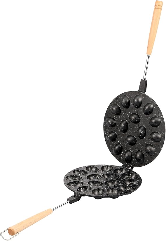 Walnut Cookie Mold with Wood Handle 16 Holes Walnut Cookie Maker Nonstick Oreshki Mold Maker Efficient Walnut Mold Pastry Nut Cookies Maker Cookie Assorted Maker for Baking Cookies