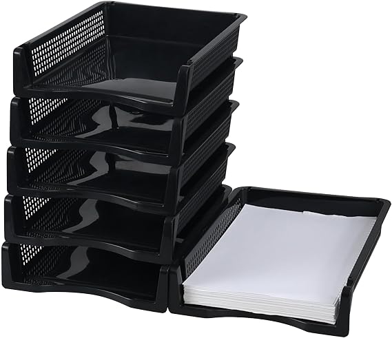 6 Pack Stackable Letter Trays, Plastic File Organizer Tray