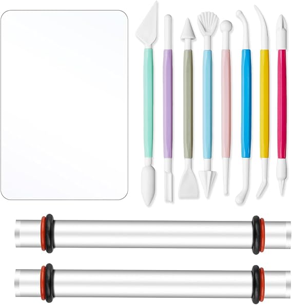 Polymer Clay Tools, 11 Pcs Clay Rolling Pin Rolling Pin for Clays Acrylic Clays Rollers Rollings Pins with Thickness Rings for DIY Arts and Crafts Pottery Smooth Tool Handmade Crafts Art