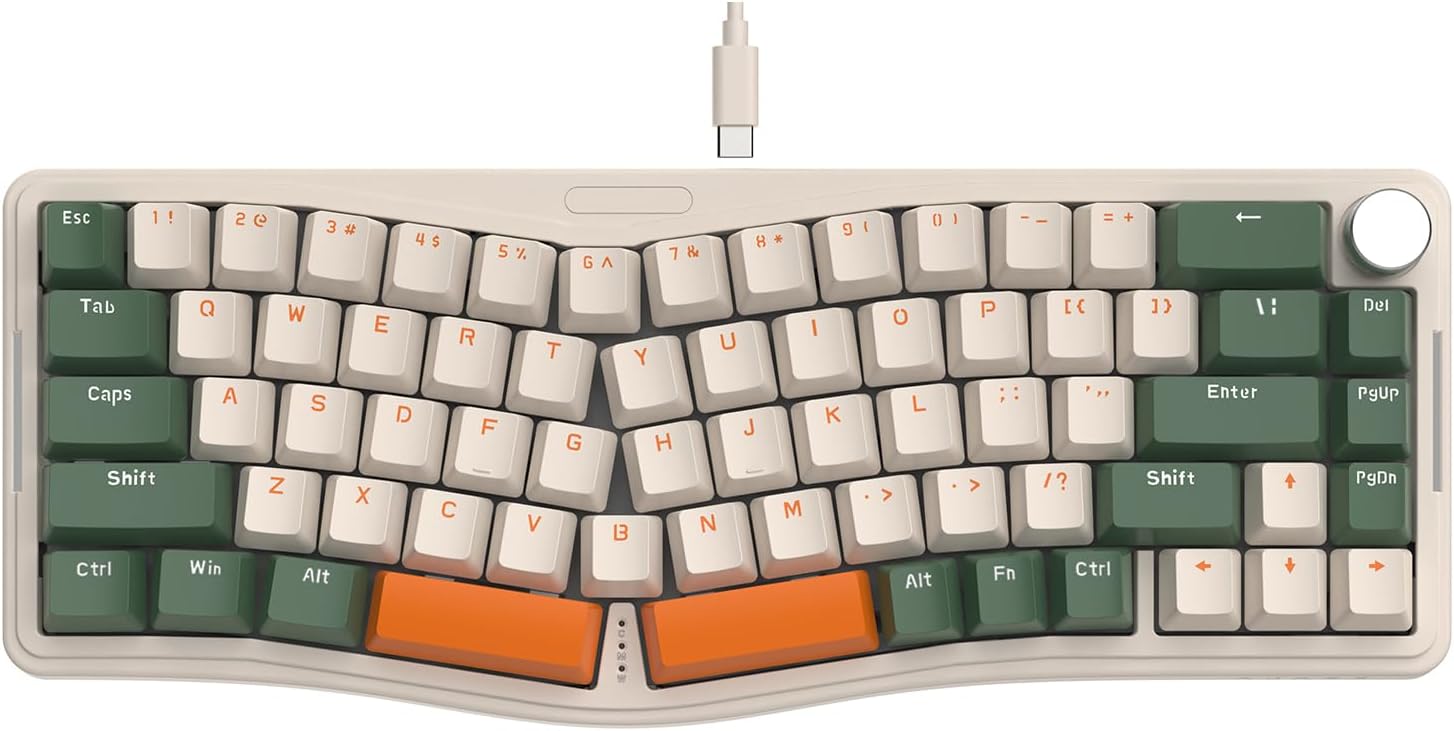 ATTACK SHARK AKS068 Teclado mecânico para jogos com fio 65% Alice Layout Junta hot-swap com luz RGB VIA botão programáNKRO TKL AS Interruptor azul pré-lubrificado para WinMac verde