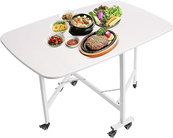 Wooden Folding Dining Table, Telescopic Dining Room Table with Casters, Butterfly Table, Drop Leaf Table for Narrow Spaces, Easy Moving and Stability Butterfly Table, Folding Dining Table Study Desk