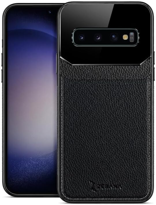 Zebana Samsung Galaxy S10 Plus ile Uyumlu Kılıf Zebana Lens Deri Kılıf Siyah
