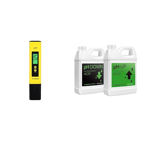 VIVOSUN Digital pH Meter and pH Up & pH Down Kit, 1 Quart Each, pH Control Kit for Balanced pH Level and Optimal Nutrient Uptake, pH Adjuster Liquid Fertilizer for All Plants and All Growing Systems