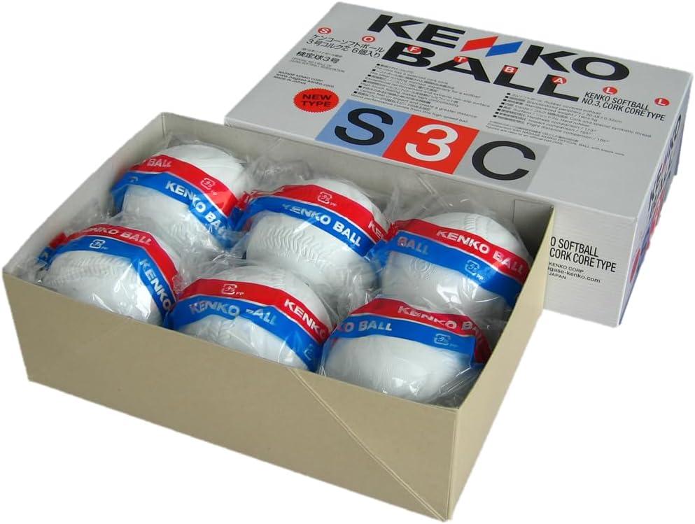 KENKO S3C-NEW Kenko Softball No.  3 Cork Core Box 6 Pieces