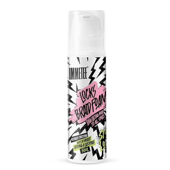 immetee Hair Braid Foam Mousse, Styling and Frizz Control, Extra Hold High Shine Mousse Braids Twist, Locks (1, 5.07, Fluid Ounces)