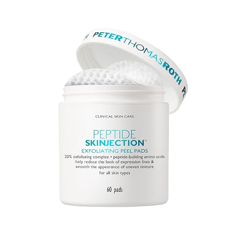 Peter Thomas Roth | Peptide SkinjectionTM Exfoliating Peel Pads, For Smoothing Expression Lines & Emerging Wrinkles, Fragrance-Free, Alcohol-Free, For All Skin Types