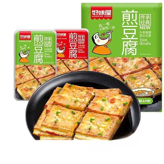 Stir fried Tofu, instant spicy dried tofu, dilicious dried bean curd 8g/pack, mix of 2 flavors, hot small gluten, Chinese latiao spicy slices, handmade hot stick, leisure snack gift pack (20 packs)