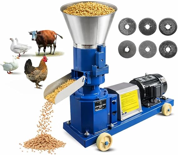220V Pellet Feed Machine Animal Feed with 4 Head Rollers 507 lb/h
