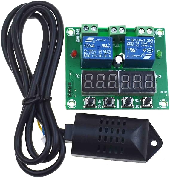 XH-M452 LED Digital Thermostat Temperature Humidity Control Thermometer Hygrometer Controller Module DC 12V with AM2301 Probe