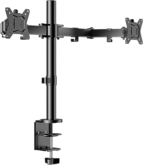 ErGear PC Monitor Arm 13-32 Inch Dual, 8 kg Load Capacity, Pole Type, 2 Screen Display Arm, VESA Standard 75*75mm 100*100mm, Multi-Angle Adjustment, Cable Management