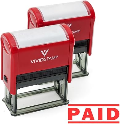 Paid Self Inking Rubber Stamp Red - Medium 2 Pack