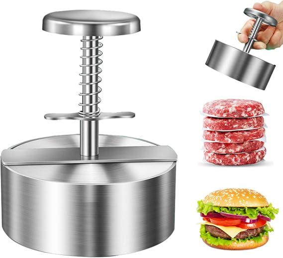 Adjustable Hamburger Patty Maker Stainless Steel Hamburger Press Patty Making Molds Grill Griddle Meat Tool Kitchen Accessories for Burgers Patties Cooking BBQ Hamburger Patty Model