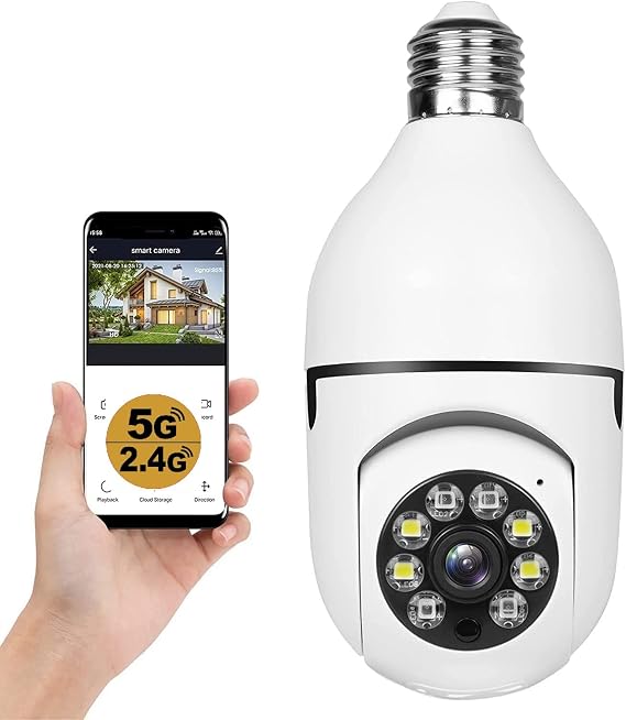 Wireless WiFi Light Bulb 1080P Security Cameras Wireless Outdoor, 360 Degree Indoor Light Socket Security Cameras for Home Security with 2-Way Audio, Smart Motion Detection (1PC)