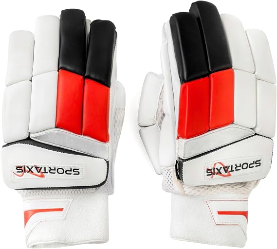 SPORTAXIS Premium Cricket Batting Gloves for Batsman, Split Fingers, Stylish Design, Comfortable Grip, PVC Thumb Patch, Breathable mesh for Ventilation, for Adults