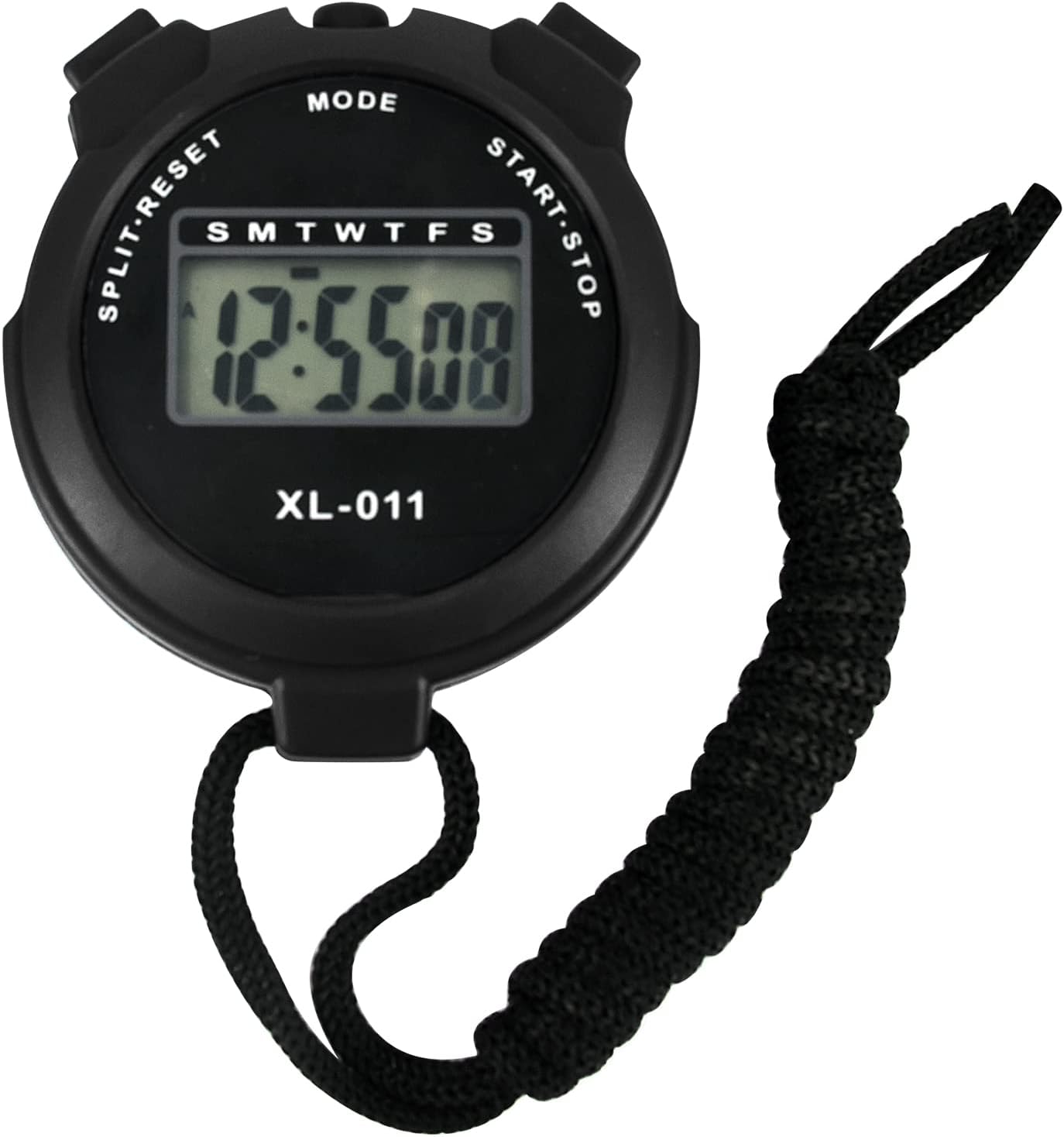 BEHAHAI Digital Sports Stopwatch Timer Stopwatch Large Display Interval Training Timer Outdoor Split Stop Watch Lap Timer Digital Calendar Alarm Clock Referee Watch for Training Running(Black)