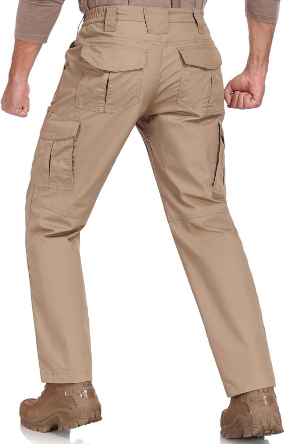 Men's Tactical Pants, Waterproof Rip-Resistant Cargo Pants with 9 Pockets for Hiking, Work, Camping,and Fishing.