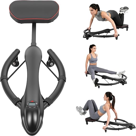 Abdominal Trainer Machine, Multi-Functional Rowing Machine with Data Tracking, Automatic Rebound Design, Strength Dragonfly Machine for Full Body Workout
