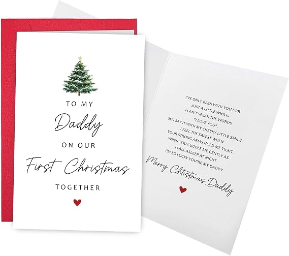 Leinessy First Christmas Card for Daddy, Daddy 1st Christmas Card from Son Daughter, New Dad Xmas Cards from Baby Boy Girl