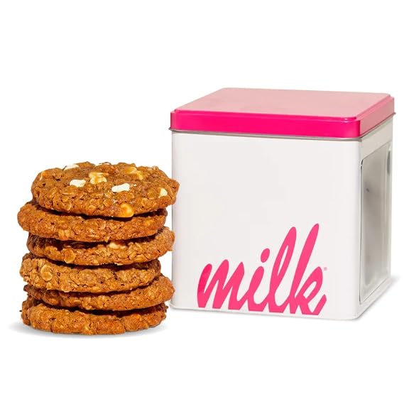 Milk Bar Oatmeal Cream Cookies Soft Baked Oatmeal Cookies with Brown Sugar & White Chocolate Chips, Individually Wrapped Gourmet Cookies, 6 Count Cookie Tin