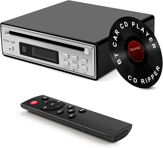 HiFi CD Player for Home, CD Ripper, Bluetooth Car CD Player with USB Ripping, Rip CD to USB, External High-Fidelity Player for Car with Optical, AUX outputs, Bluetooth Transmitter/Receiver