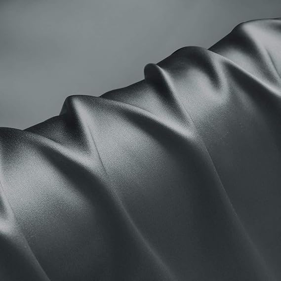 Solid Color 100% Pure Silk Charmeuse Fabric by The Yard for Sewing Width 44 inch (Pre-Cut 1 Yard, Grey)
