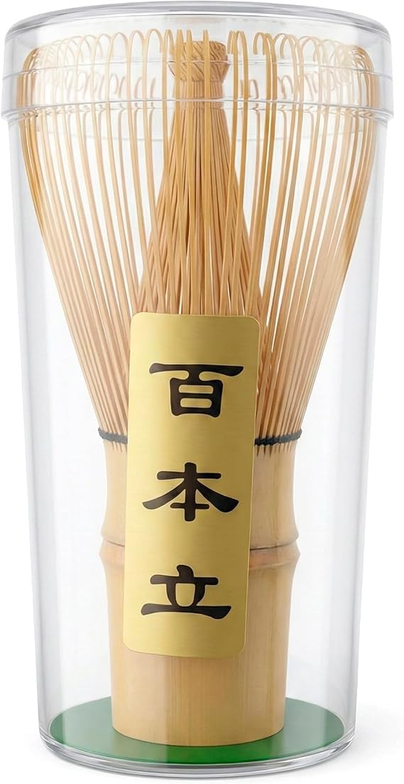 Bamboo Matcha Whisk Set (Chasen) Traditional Bamboo Whisk for Matcha Tea Ceremony Handcrafted 100-Prong Chasen for Smooth, Creamy Foam Authentic Tools & Accessories