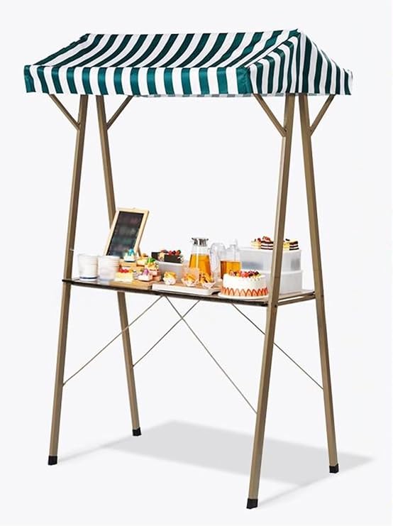 Street Vendor's Stall with Canopy and Removable Desktop, Market Stall Display Stand, Foldable Kiosk Booth for Market Vending Events(150x60cm/59.06x23.62in)