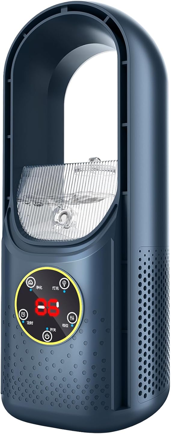 Air Cooler,Blade-Free Silent Portable Air Conditioner,Noiseless Evaporative Air Humidifier,3 in1 Desk Air Cooler 6 Wind Speeds & 6 Timers,Cooling Mist,7 LED Desk Cooler for Home Travel Office (Blue) [Energy Class A]