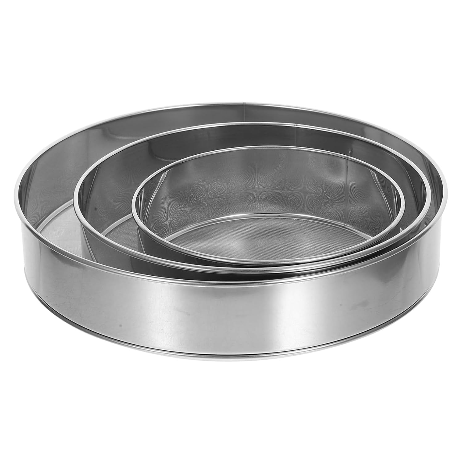 Cabilock 3pcs Stainless Steel Flour Sifter Mesh Round Sieve for Baking Includes Tools for Powdered Sugar Cakes Pies and Pastries