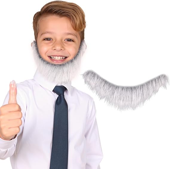Honcloud Straight Fake Beard Costume Easy to Wear Suitable for Halloween Parties