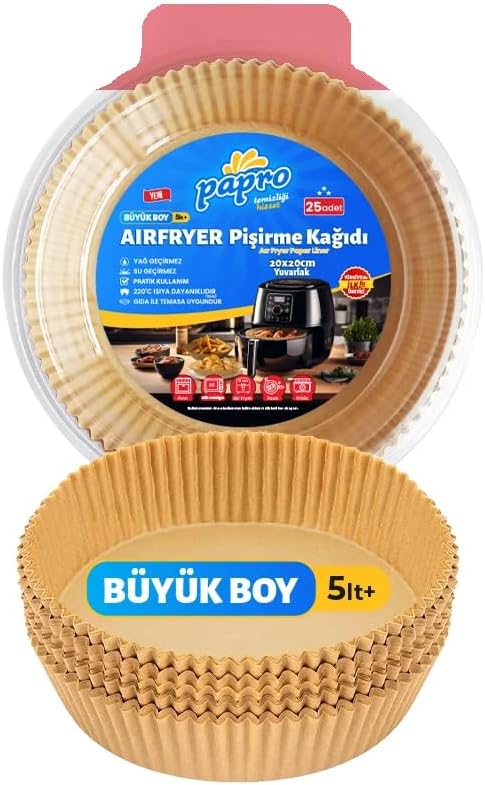 Airfryer Pişirme Kağıdı,Fritöz Yağlı Kağıdı Tek Kullanımlık Fırın,Fritöz Pişirme kağıdı 25'li 16x16cm