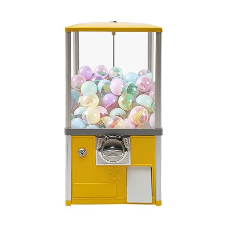 Vending Machine,Commercial Big Capsule Toys Vending Machine,800 Coin Bank Capacity 425 Cent Coins,Yellow Gumball Machine with Keys,1.77-1.97Inches Twister Ball Diameter for Game Stores, Retail Stores