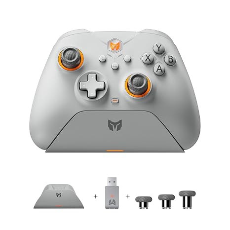BIGBIG WON Gale Hall Wireless Controllers Motion Control, Hall Joysticks&Triggers, 3 Pairs of Thumbsticks, PC App Game Controllers for Switch/PC/iOS/Android Gaming Controller (HS-GaleHall-Grey)